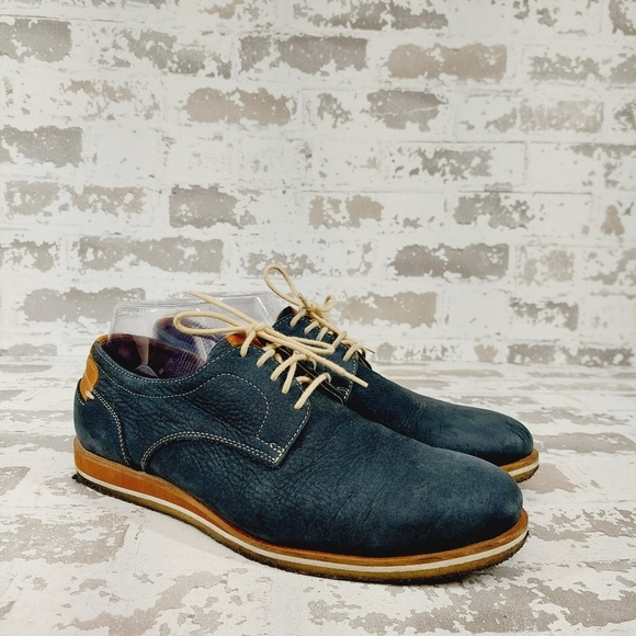 Johnston & Murphy Ashby Plain Toe Navy Tumbled Nubuck Lace Up Oxfords W314 - Picture 4 of 11